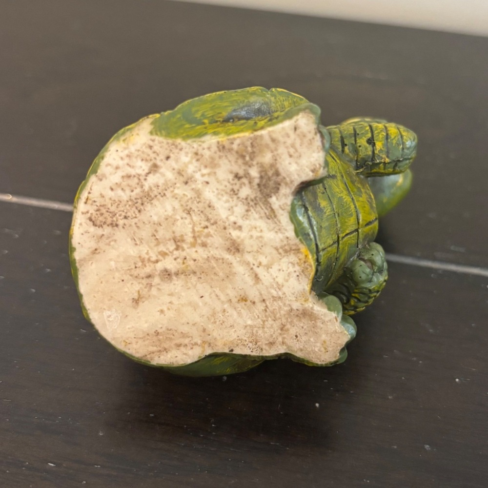 Vintage Style Miniature Resin Turtle Figurine Whimsical Green Yellow 3 Inch - Picture 6 of 8